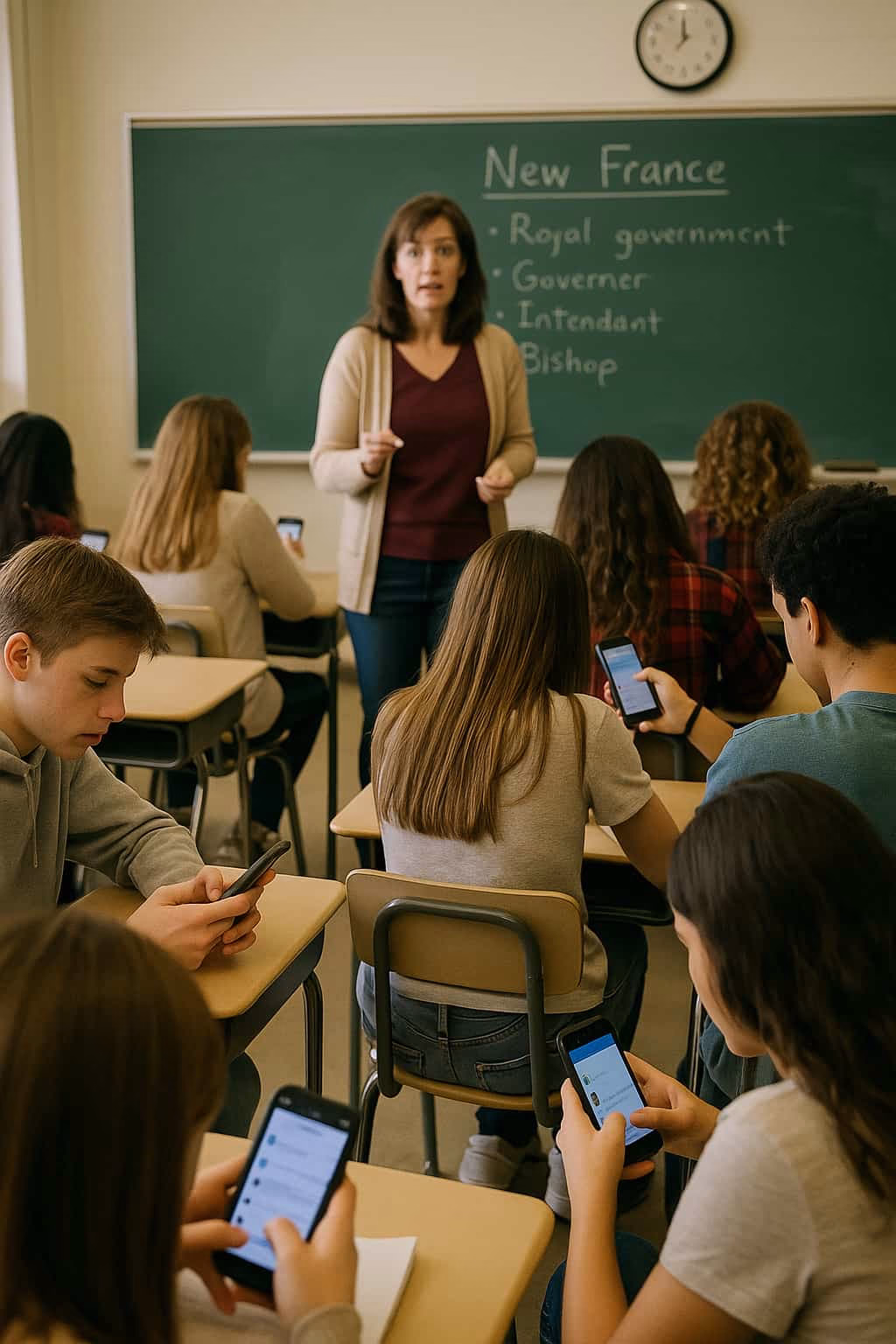Eleves utilisant les cellulaires en salle de classe au Quebec
