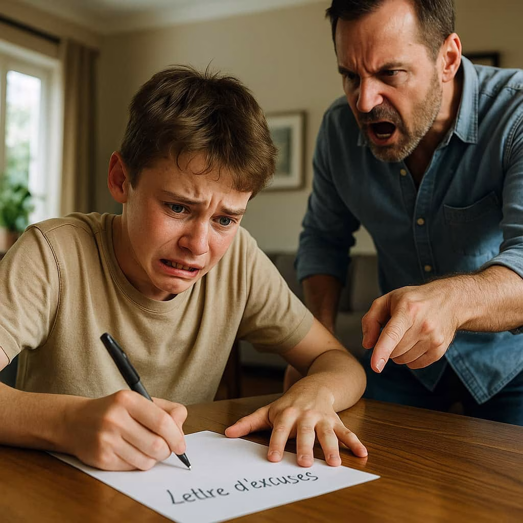 Un parent qui puni son ado par une lettre d'excuses