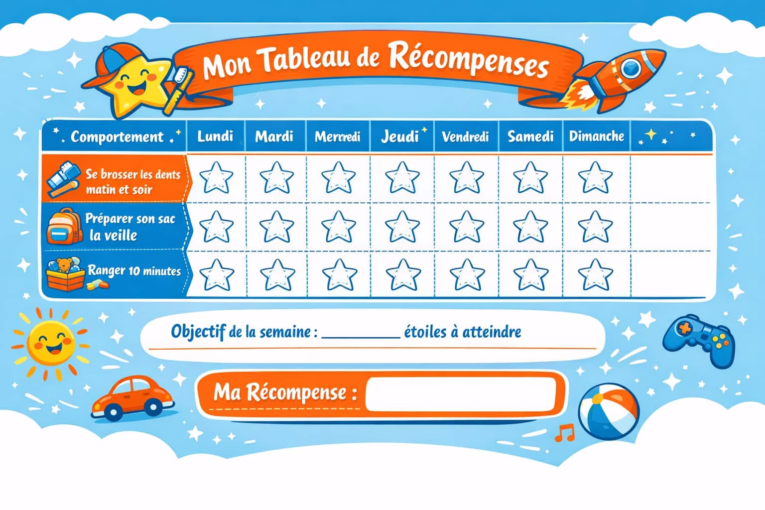 exemples de tableau de recompenses pour enfant