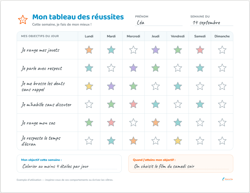 pictogramme tableau de comportement gratuit Move to Top