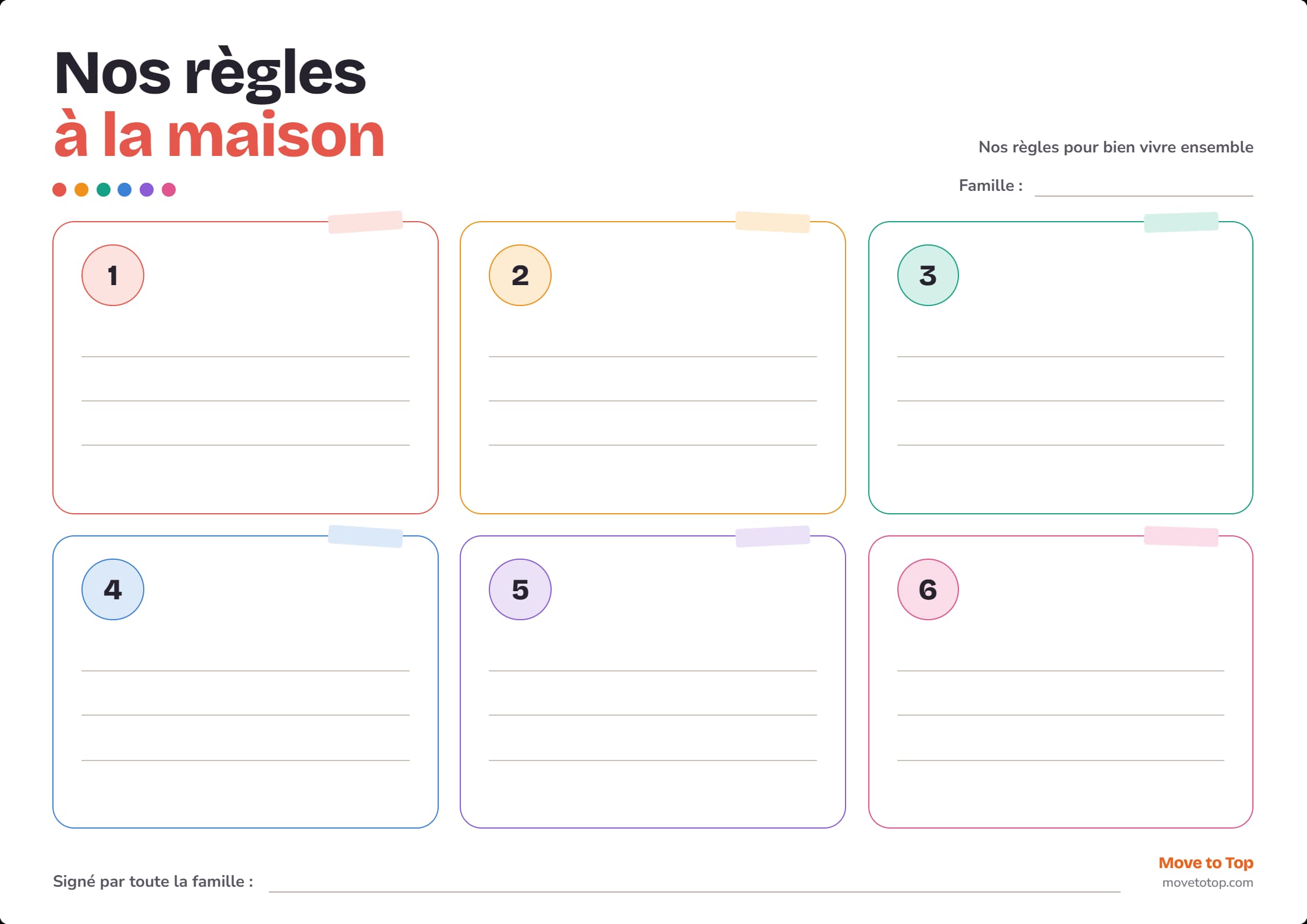 Modele vierge tableau regles de vie gratuit