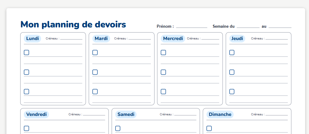 comment utiliser le planning devoirs college a la maison